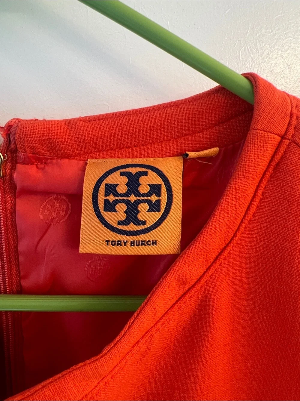 Tory Burch Sleeveless Orange Zip-Front Sheath Dress